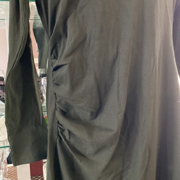 zara RUCHED DRESS KHAKI GREEN SZ L - Picture 14 of 14